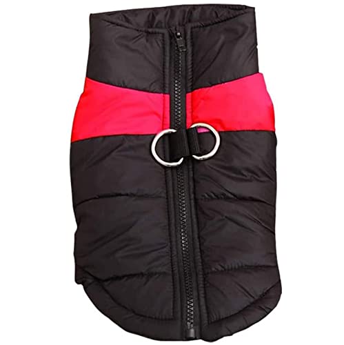 Haustier Winter Warmer Mantel mit Geschirr Warme Hundekleidung Winter Hund Warme Baumwollweste Leichte Kleidung Rückenreißverschluss Haustier Outdoor Kostüm Hundejacke Reißverschluss (Red, M) von Tonsee Accessoire