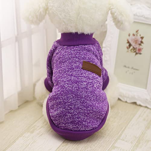 Hundebekleidung Hundejacke Wintermantel Hundepullover Klassischer warmer Haustierpullover Haustierhundekleidung Strickwaren Warmer Hundepyjama für kleine Hundewelpen Hundemantel Mit (Lila, L) von Tonsee Accessoire