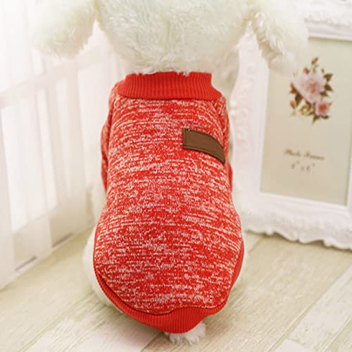 Hundebekleidung Hundejacke Wintermantel Hundepullover Klassischer warmer Haustierpullover Haustierhundekleidung Strickwaren Warmer Hundepyjama für kleine Hundewelpen Hundemantel Mit (Rot, L) von Tonsee Accessoire