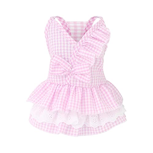Kleine Hunde Mädchen Kleid Haustier-Hundekleid aus Baumwolle, Frühling und Sommer, Haustierkleidung, Frühling, niedlich, Heimtierbedarf, Baumwolle, Pfirsichkleid, Zubehör Für Kleine Hunde Für Mädchen von Tonsee Accessoire