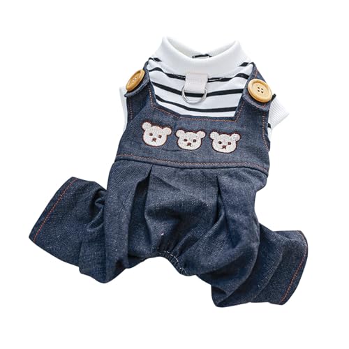 Tonsee Accessoire Bekleidung Hemden Kleider Anzüge Haustier-Ring, Welpen-Hunde-Kleidung, Katzen-Kleidung, Pull-Brust-Rückseite, Jeans (Black, L) von Tonsee Accessoire