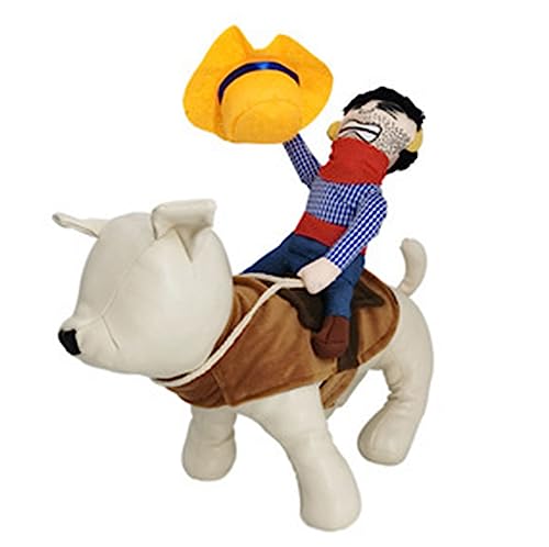 Tonsee Accessoire Hundebademantel Cowboy-Hundekostüm-Stil mit Puppe und Hut, Haustier-Anzug, Party-Dressing, Tierkleidung, Halloween-Tages-Haustierkostüm Hundemantel Keramik (Yellow, XL) von Tonsee Accessoire