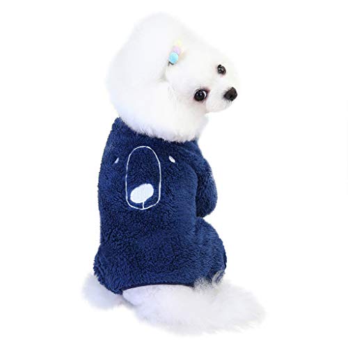 Tonsee Accessoire Hundebekleidung Pet Kleidung tragen vierbeinige Fleece warme Hundekleidung Haustier-Welpen-Kleidung Hundepullover Für Geschirr (Blue, S) von Tonsee Accessoire