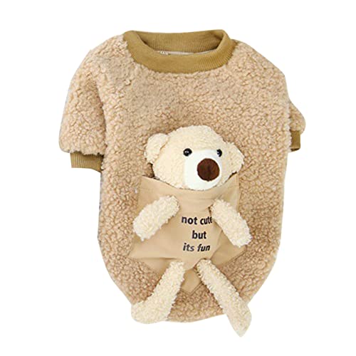 Tonsee Accessoire Hundepullover Haustierkleidung Hundekleidung Herbst- und Winterkleidung New Teddy Small Dog Pet Clothes Winte Back Teddy Bear Sweater Hundemantel Mit Geschirröffnung (Brown, L) von Tonsee Accessoire