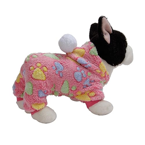 Tonsee Accessoire Rollkragen Pullover Hunde-Kleidung, 4 Beinabnutzungsknöpfe, Regenbogen-Stern, Punkt, Bedruckt, warme Winter-Oberbekleidung mit Kapuze Hundejacke Windhund (Roserot, S) von Tonsee Accessoire