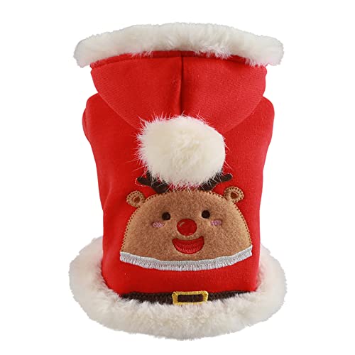 Weihnachten Hundebekleidung Hunde Haustier-Weihnachtskapuzenbaumwollsweatshirt-Feiertags-Welpen-Kostüm-Sweatshirt-Haustier-Kleidung Hundepullover Geschirr von Tonsee Accessoire