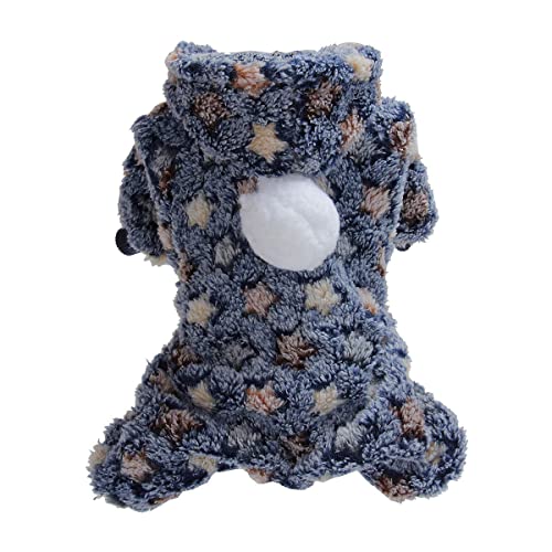 Tonsee Accessoire Winter Haustier Hund Mantel Hunde-Kleidung, 4 Beinabnutzungsknöpfe, Regenbogen-Stern, Punkt, Bedruckt, warme Winter-Oberbekleidung mit Kapuze Hundejacken Test (Navy, M) von Tonsee Accessoire