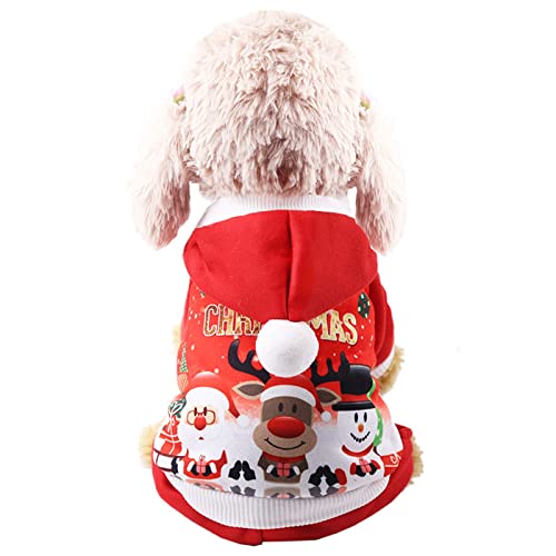 Weihnachten Haustier Anzug Vier Beine Weihnachten Schneemann Fleece Hund Katze Haustier Kleidung Kleidung Haustier Kleidung Weihnachten Prinzessin Tweeds Schermaschine Akku Hund (1-Red, XS) von Tonsee Accessoire