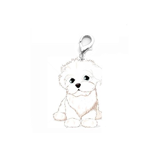 Tonsee Hunde Halskette Halsbandschmuck Haustier HalsbandTag Disk Haustier ID Bichon Form Zubehör Halsband Hundeanhänger Kettenanhänger Halskette Anhänger Hundemarken (Weiß) von Tonsee Haustier