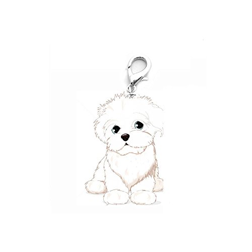 Tonsee Hunde Halskette Halsbandschmuck Haustier HalsbandTag Disk Haustier ID Bichon Form Zubehör Halsband Hundeanhänger Kettenanhänger Halskette Anhänger Hundemarken (Weiß) von Tonsee Haustier