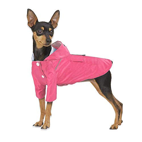 Tonsee Reflektierend Regenjacke Hundejacke Hundemantel Wasserdicht Winddicht Mode Hundeweste Kleidung Mantel Weste Outdoor-Bekleidung für Kleine Mittlerer und Großer Hunde (L, Rosa) von Tonsee Haustier