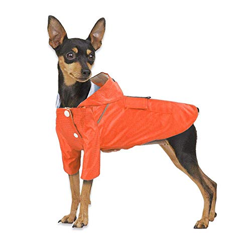 Tonsee Reflektierend Regenjacke Hundejacke Hundemantel Wasserdicht Winddicht Mode Hundeweste Kleidung Mantel Weste Outdoor-Bekleidung für Kleine Mittlerer und Großer Hunde (M, Orange) von Tonsee Haustier