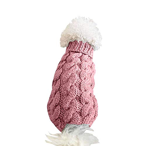 Tonsee Sweater Gestrickter Pullover Herbat Winter Warme Hundepullover Hund Rollkragen Strickpullover Warm Hundejacke für Mittlere Kleinen und Große Hunde (L, Rose rot) von Tonsee Haustier