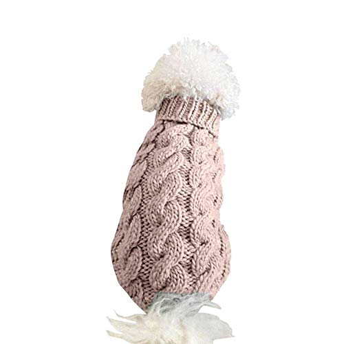 Tonsee Sweater Gestrickter Pullover Herbat Winter Warme Hundepullover Hund Rollkragen Strickpullover Warm Hundejacke für Mittlere Kleinen und Große Hunde (S, Beige) von Tonsee Haustier