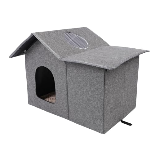 Katzenhaus, Wasserabweisendes Haustierhaus für Katzen Im Freien, Beständiger, Regensicherer Unterschlupf für Wildkatzen, Katzenhöhle (Grey) von Tonysa