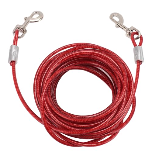 Hunde-Anbindekabel, Doppelköpfiges, Bissfestes Outdoor-Hundekabel für den Hof, Haustier-Anbindekabel-Hundeleine für Kleine, Mittelgroße und Große Hunde (Rot) von Tonysa