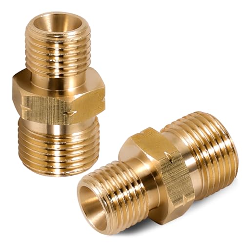 2 Stück Gasschlauch Verbinder Doppelnippel, AG 3/8" lks Messing Gasschlauch Verbinder, Doppelnippel Kupplung Propan Acetylen Gasschlauch, Gasschlauchanschluss für Gas, Flüssigkeiten Rohrleitunge von ToolKnight
