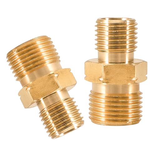 2 Stück Messing Gas schlauch Verbinder,1/4'' Rechts x 3/8'' lks Außengewinde Gasschlauch Verbinder,Schlauchverbinder für Propan Acetylen,Doppelnippel Gasschlauch Verbinder für Luft,WasserBrennstoff,Öl von ToolKnight