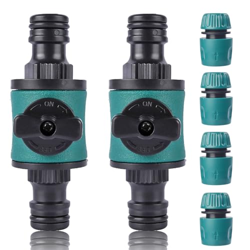 6 Stück Gartenschlauch Kupplung, Schlauchkupplung mit Regulierventil, Gartenschlauch Absperrhahn, 16mm Wasserschlauch Schnellverbinder mit 2 Wege Regulierventil, für den Anschluss von Gartenschläuchen von ToolKnight