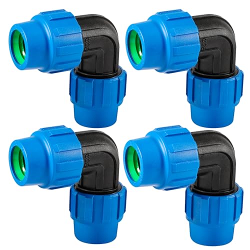 ToolKnight 4 Stück PE Rohr Verschraubung Winkel 90°, PE Rohr 25mm Verschraubung, Kunststoff PP Kupplung Blau, 25mm PP Kunststoff Winkelverbinder, für Innen- und Außeninstallationen ToolKnight 4 Stück PE Rohr Verschraubung Winkel 90°, PE Rohr 25mm Verschraubung, Kunststoff PP Kupplung Blau, 25mm PP Kunststoff Winkelverbinder, für Innen- und Außeninstallationen von ToolKnight