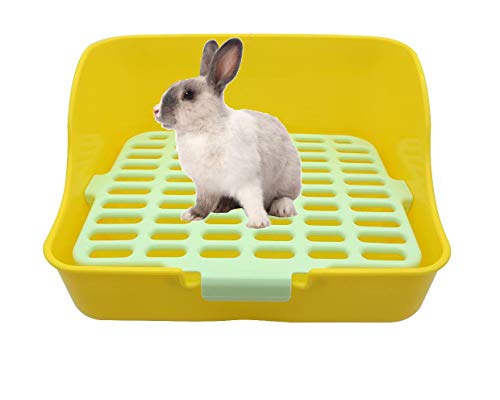 Toolzia Kaninchen-Toiletten-Katzentoilette, Kaninchen/Meerschweinchen, leicht zu reinigen, für Kleintiere/Kaninchen/Meerschweinchen/Hamster (gelb) von Toolzia