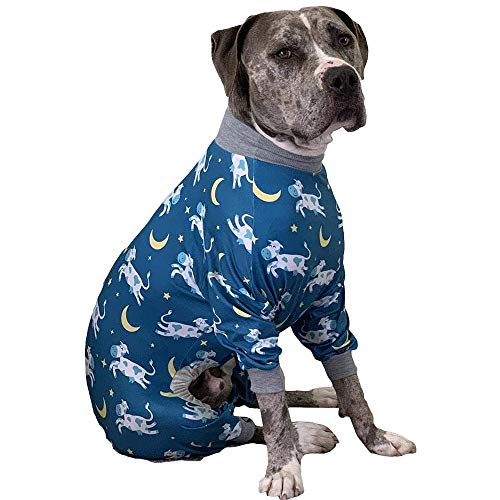 Zahn und Honig Pit Bull-Pyjama/Kuh Mond Stern Druck Hund Jumpsuit Onesie Full Coverage Leichter Pullover Große Hunde Pjs von Tooth & Honey