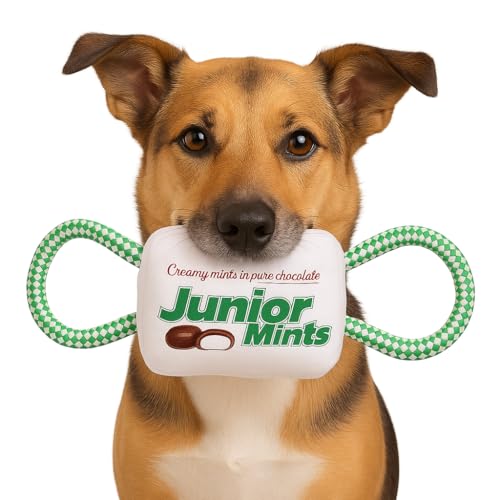 Tootsie Junior Mints Plüsch Candy Wrapper mit Seilgriffen - Quietschendes & Knistern Hundespielzeug - Interaktives Zerren & Apportieren - Weiches & Langlebiges Kauspielzeug Tootsie Junior Mints Plüsch Candy Wrapper mit Seilgriffen - Quietschendes & Knistern Hundespielzeug - Interaktives Zerren & Apportieren - Weiches & Langlebiges Kauspielzeug von Tootsie Roll
