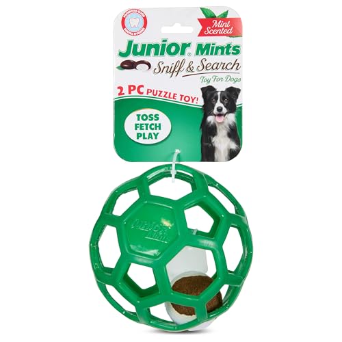 Tootsie Roll Sniff n' Seek Quietschball Hundespielzeug – Kauball mit Bonbonduft für Hunde – interaktives Duft- und Klangbereicherungsspielzeug, Junior-Mints, Double Bubble & Dots Designs von Tootsie Roll