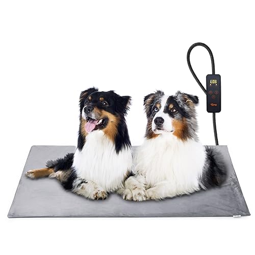 Toozey Katzen & Hund Heizmatte Innen 120 * 70cm, Timing & Temperatur Einstellbar Sicher Elektrisch Haustier Heizdecke, Weicher Wärmedecke für Neugeborene/Klein/Altere Katze und Hund, Grau - XXL von Toozey