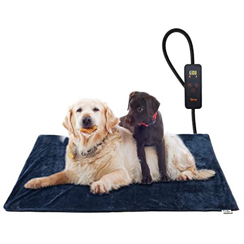 Toozey Katzen & Hund Heizmatte Innen 90 * 60cm, Timing & Temperatur Einstellbar Sicher Elektrisch Haustier Heizdecke, Weicher Wärmedecke für Neugeborene/Klein/Altere Katze und Hund, Blau - XL von Toozey