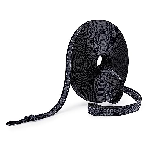 Toozey Schleppleine für Kleine bis Große Hunde mit Rutschfesten Gummis und Reflektierenden Streifen, 5m 10m 15m 20m Weiche und Starke Nylon Lange Hundeleine und Übungsleine für Training, 20m x 2,5cm von Toozey