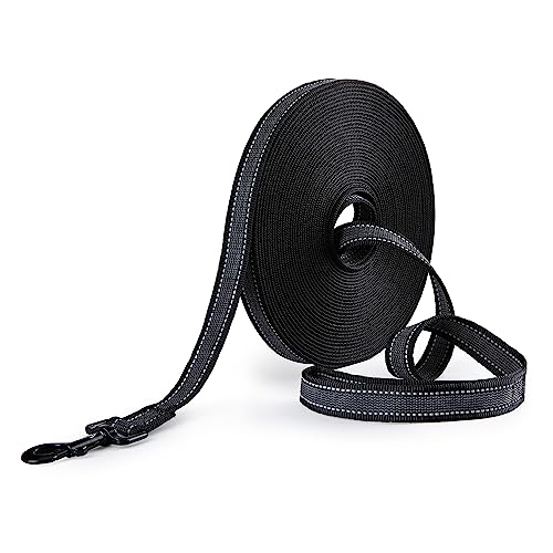 Toozey Schleppleine für Kleine bis Große Hunde mit Rutschfesten Gummis und Reflektierenden Streifen, 5m 10m 15m 20m Weiche und Starke Nylon Lange Hundeleine und Übungsleine für Training, 15m x 2,5cm von Toozey