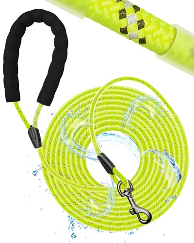 Toozey Schleppleine für Hunde - Wasserdicht & Reflektierend für Sicherheit - Leicht, Stark & Robust, Trainingsleine mit Handschlaufe, 5m/10m/15m/20m für Kleine, Mittlere & Große Hunde, Neon Gelb Toozey Schleppleine für Hunde - Wasserdicht & Reflektierend für Sicherheit - Leicht, Stark & Robust, Trainingsleine mit Handschlaufe, 5m/10m/15m/20m für Kleine, Mittlere & Große Hunde, Neon Gelb von Toozey