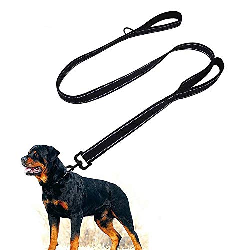 Reflektierende Hundeleine mit weichem, gepolstertem Griff für das Training, Führleine für große und mittelgroße Hunde, 5m/10m/20m/15m/30 m 1 Zoll breit, SCHWARZ (1.5mX2.5cm) von Eyeleaf