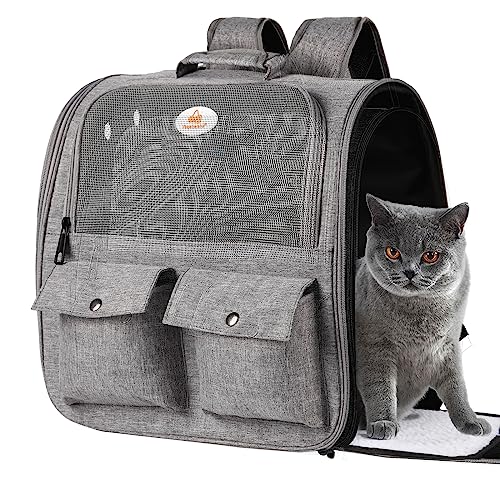Top tasta Katzenrucksack, Tragetasche, von Fluggesellschaften zugelassen, belüftetes Netz-Design, zusammenklappbarer und atmungsaktiver Schulterrucksack für kleine Katzen und Hunde unter 11,3 kg von Top tasta