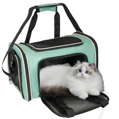 Top tasta Transporttasche für Katzen und Hunde für kleine und mittelgroße Katzen und Welpen bis zu 9 kg, TSA-zugelassene Fluggesellschaft-zugelassene Tragetasche, weiche Seiten, zusammenklappbar, für von Top tasta
