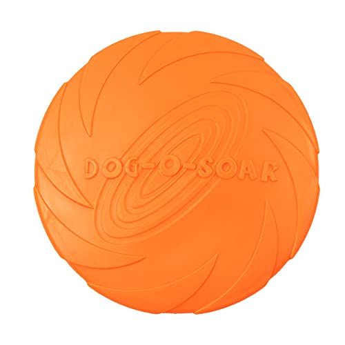 1 x Hunde-Fliegescheibe, Haustier-Fliegescheibe, weiches Gummi-Kauspielzeug zum Trainieren, Werfen, Fangen und Spielen (18 cm, orange) von TopHomer