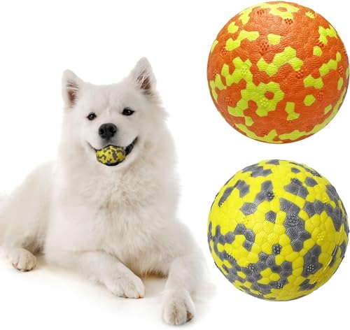 2 Stück Hundeball Hundespielzeug Ball Dehnbar Wasserspielzeug hund unzerstörbar Hundeball mit Körnigen Rutschfesten Oberfläche Solider Interaktives Hundebälle für Kleine Mittlere Große Hunde Haustiere von TopHomer