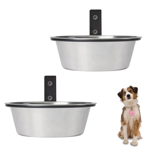 2 Stück Hundenapf für Wandmontage, Edelstahl Hängende Hundeschüssel Haustiernapf mit klappbarem Halter für Haustier, Katze, Kaninchen (30 * 7cm) von TopHomer