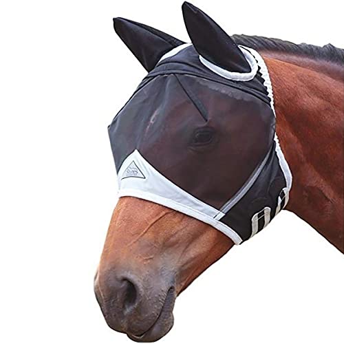Feinmaschige Fliegenmaske mit Ohren Atmungsaktive Pferdemaske Anti Moskito für Pferd L von TopHomer