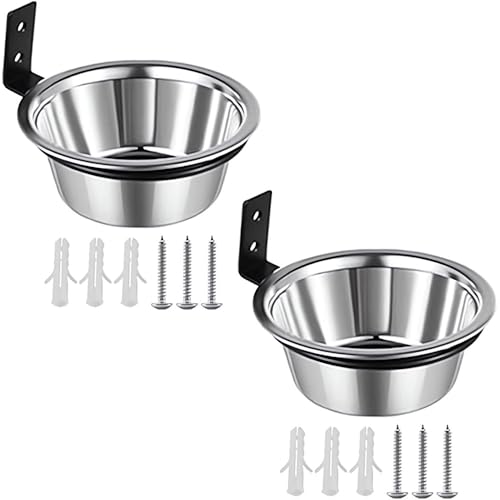 Hundenapf zur Wandmontage, zum Aufhängen, Edelstahl, Wasserspender mit faltbarer Halterung, für Haustiere, Katzen, Hunde, Größe M, 2 Stück Hundenapf zur Wandmontage, zum Aufhängen, Edelstahl, Wasserspender mit faltbarer Halterung, für Haustiere, Katzen, Hunde, Größe M, 2 Stück von TopHomer