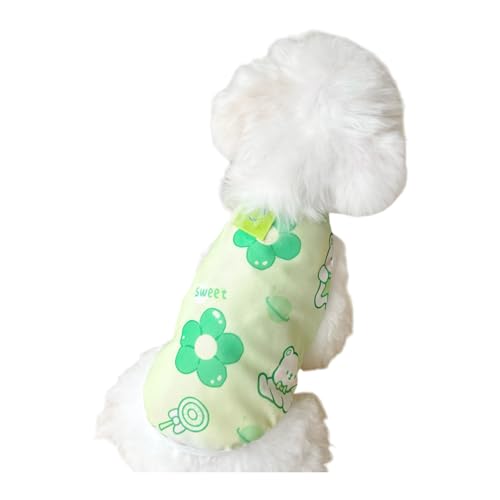 Hundeweste, Hemd, niedlich, modisch, Sommer, dünn, frisch, atmungsaktiv, geeignet für kleine Hunde und kleine Katzen, Sonnenschutz, Anti-Verlust, bequem (Grün, M) von TopHomer