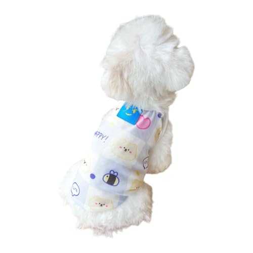 Hundeweste, Hemd, niedlich, modisch, Sommer, dünn, frisch, atmungsaktiv, geeignet für kleine Hunde und kleine Katzen, Sonnenschutz, Anti-Verlust, bequem (blau, L) von TopHomer
