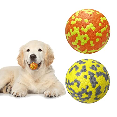 2 Stück Hundespielzeug Ball Unzerstörbar Dehnbar Hundeball mit Körnigen Rutschfesten Oberfläche Solider Interaktives Hundebälle Ball Wasserspielzeug Hund für Kleine Mittlere Große Hunde Haustiere von TopHomer