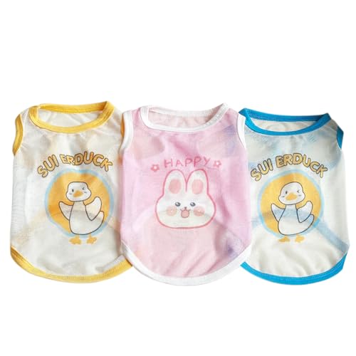 TopHomer 3 Stück Tanktops aus Netzgewebe für kleine Tiere | atmungsaktiver Stoff 0,15 mm – Sommer, Größe M von TopHomer