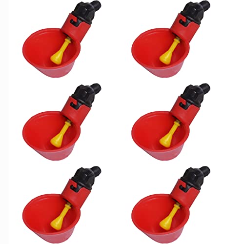 TopHomer 6 Stück Hühnertrinker, automatische Geflügel-Trinkbecher, Wasserfutterstation für Enten, Vogel, Gänse, Taube – Rot & Schwarz TopHomer 6 Stück Hühnertrinker, automatische Geflügel-Trinkbecher, Wasserfutterstation für Enten, Vogel, Gänse, Taube – Rot & Schwarz von TopHomer