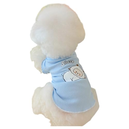 TopHomer Hemden für Hunde für den Sommer, mit Tiermotiv, 4 Designs, atmungsaktives Rippstrick, für Hunde/Katzen (Größen S-XXL) | Fotokleidung für Haustiere hypoallergen (Blau – Schaf, XXL) von TopHomer
