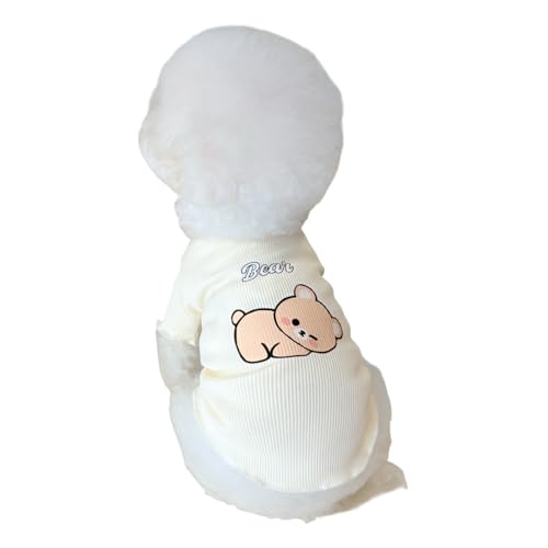TopHomer Hemden für Hunde für den Sommer, mit Tiermotiv, 4 Designs, atmungsaktives Rippstrick, für Hunde/Katzen (Größen S-XXL) | Fotokleidung für Haustiere hypoallergen (Gelb – Bär, M) von TopHomer
