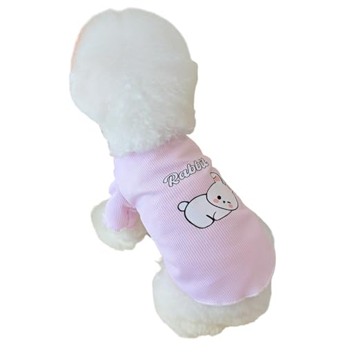 TopHomer Hemden für Hunde für den Sommer, mit Tiermotiv, 4 Designs, atmungsaktives Rippstrick, für Hunde/Katzen (Größen S-XXL) | Fotokleidung für hypoallergene Tiere (Rosa – Kaninchen, M) von TopHomer