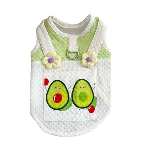 TopHomer Hunde-T-Shirt mit Avocado-Druck, mit Blumendekor, atmungsaktiv, ärmellos, Haustierweste für Hunde von TopHomer